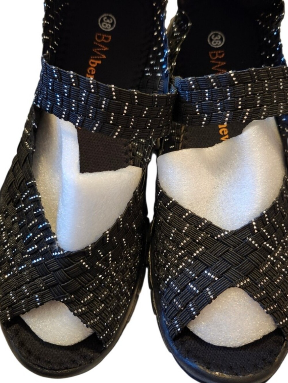 New Bernie Mev Black & Silver Charm Stretch Knit Mary Jane Sandals 38 7 - Picture 7 of 7